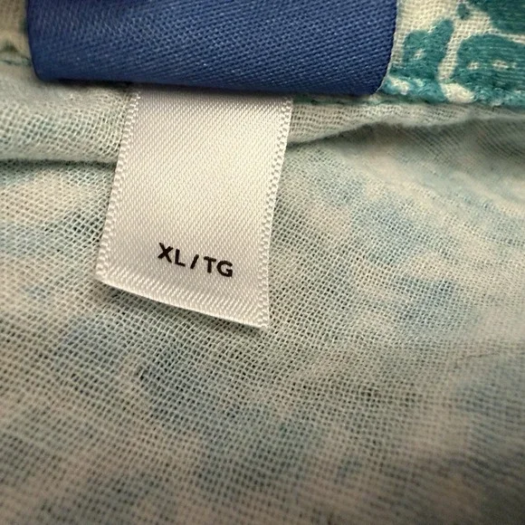 Rip Skirt Hawaii Travel Long Midi Dress Size XL Al Mare Cotton Gauze Roll Sleeve - Picture 8 of 10